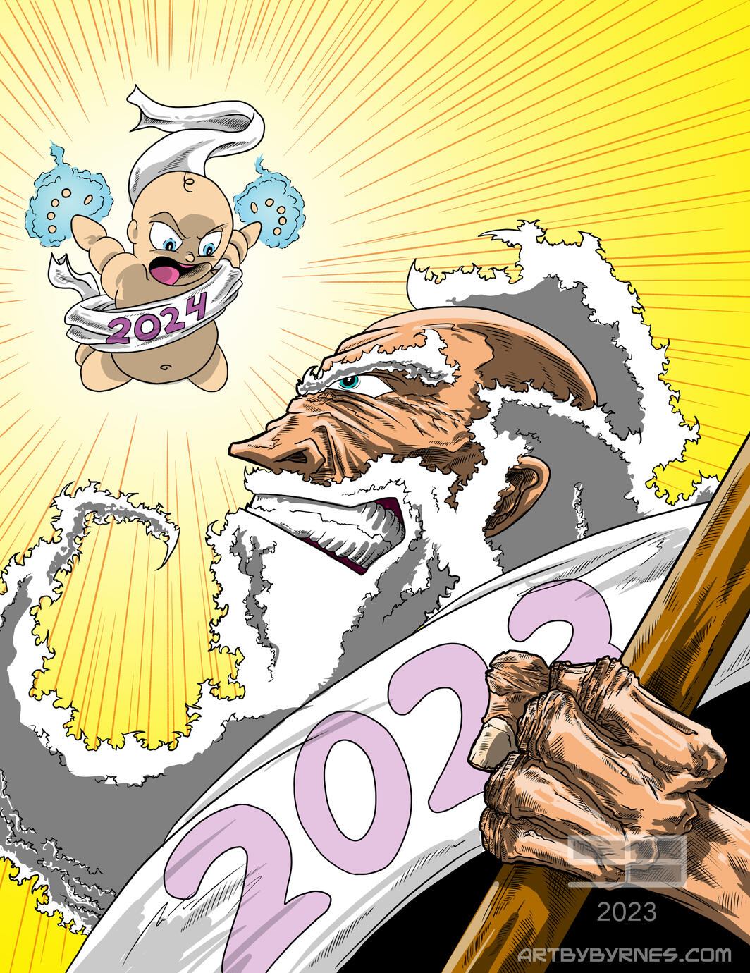 New Years (mixed media, digital)